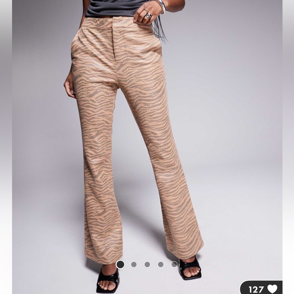 River island size us 4 tiger print faux leather pants